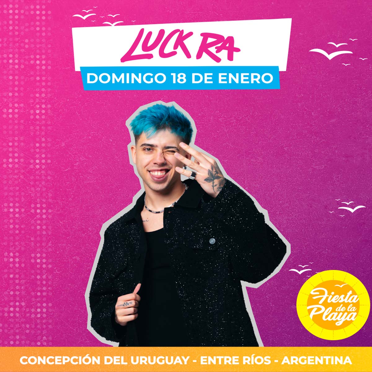 Grilla Artistas Fiesta de la Playa de Río de Concepción del Uruguay domingo 18 de enero de 2026