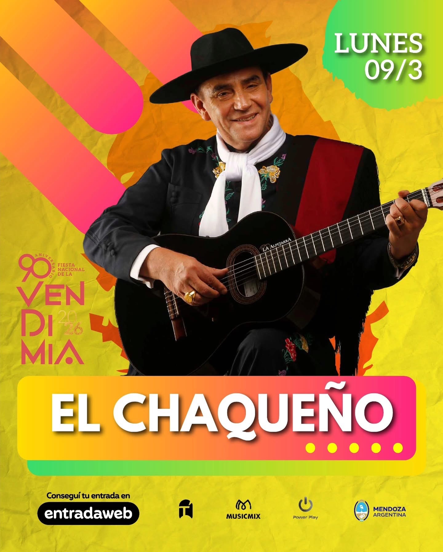 Grilla Artistas Fiesta Vendimia lunes 9 de marzo de 2026