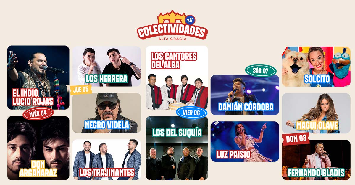 Grilla Fiesta Colectividades Alta Gracia 2026