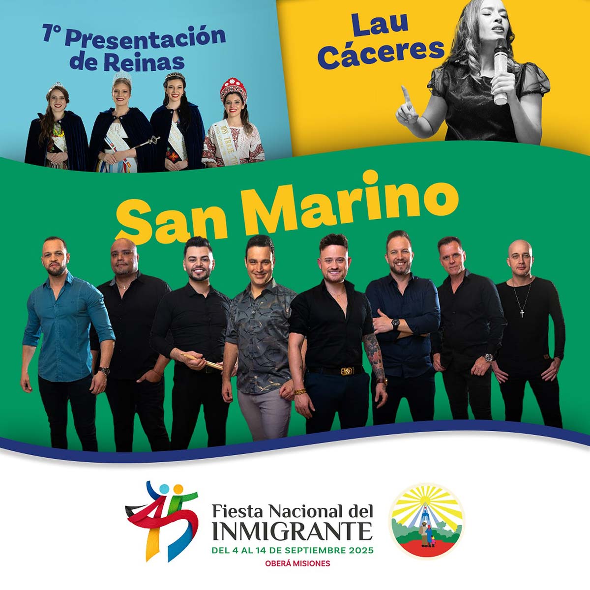 Grilla Artistas Fiesta Del Inmigrante de Oberá viernes 5 de septiembre de 2025