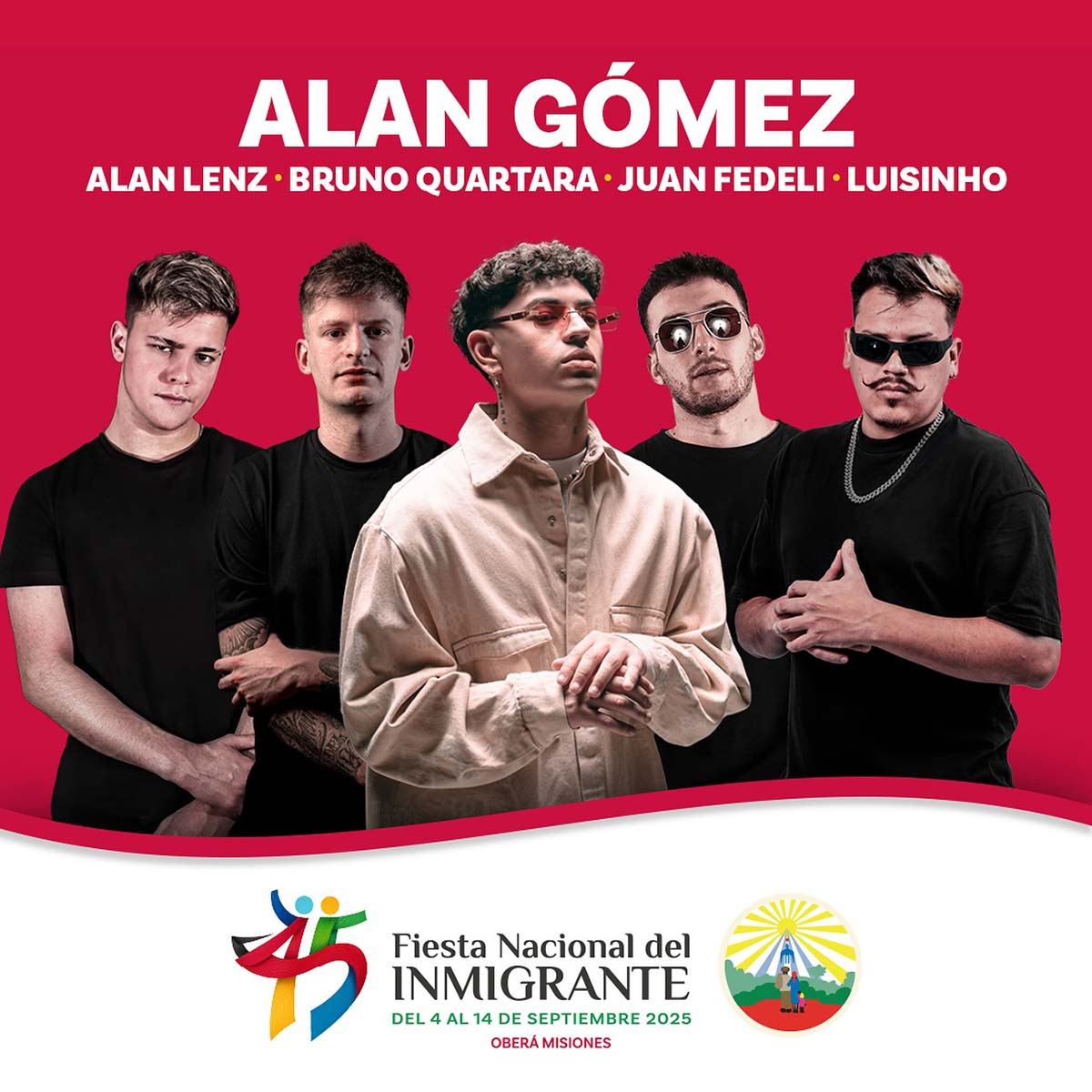 Grilla Artistas Fiesta Del Inmigrante de Oberá viernes 12 de septiembre de 2025