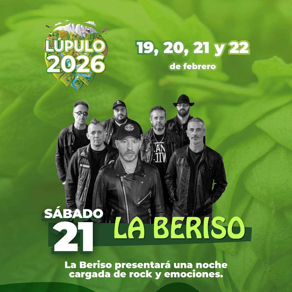 Grilla Artistas Fiesta Del Lúpulo de El Bolsón sábado 21 de febrero de 2026