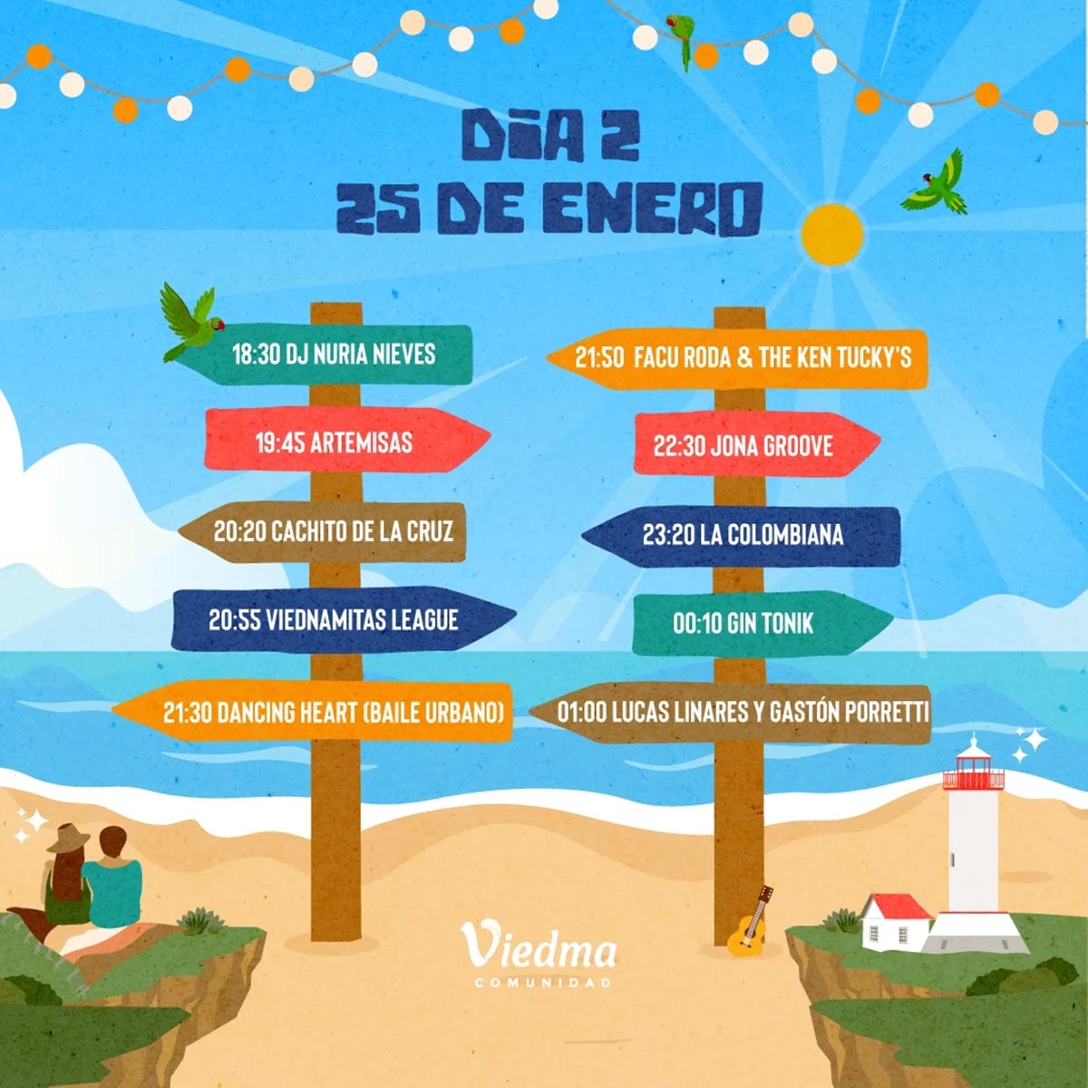 Grilla Artistas Fiesta del Mar y el Acampante de Viedma sábado 25 de enero de 2025