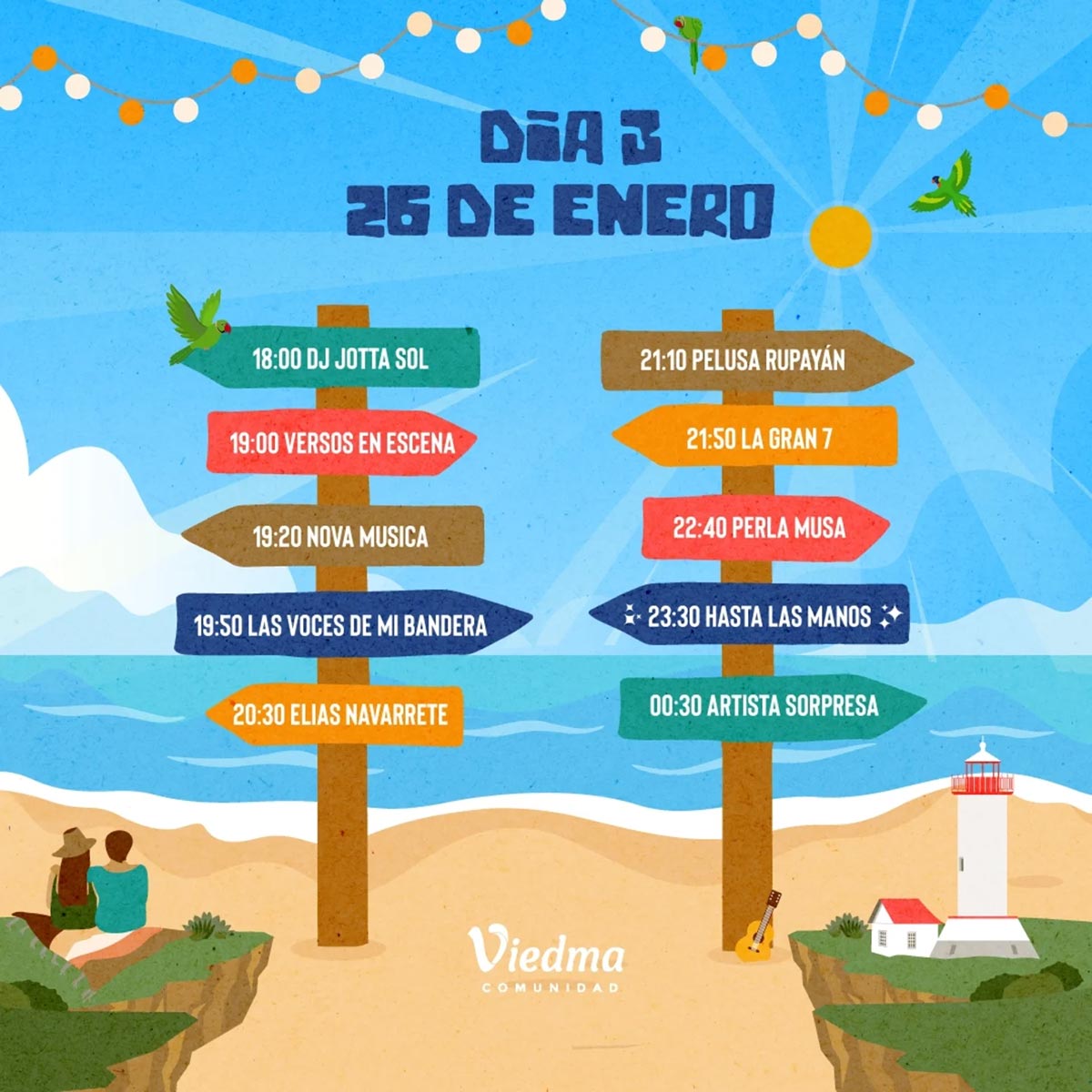 Grilla Artistas Fiesta del Mar y el Acampante de Viedma domingo 26 de enero de 2025