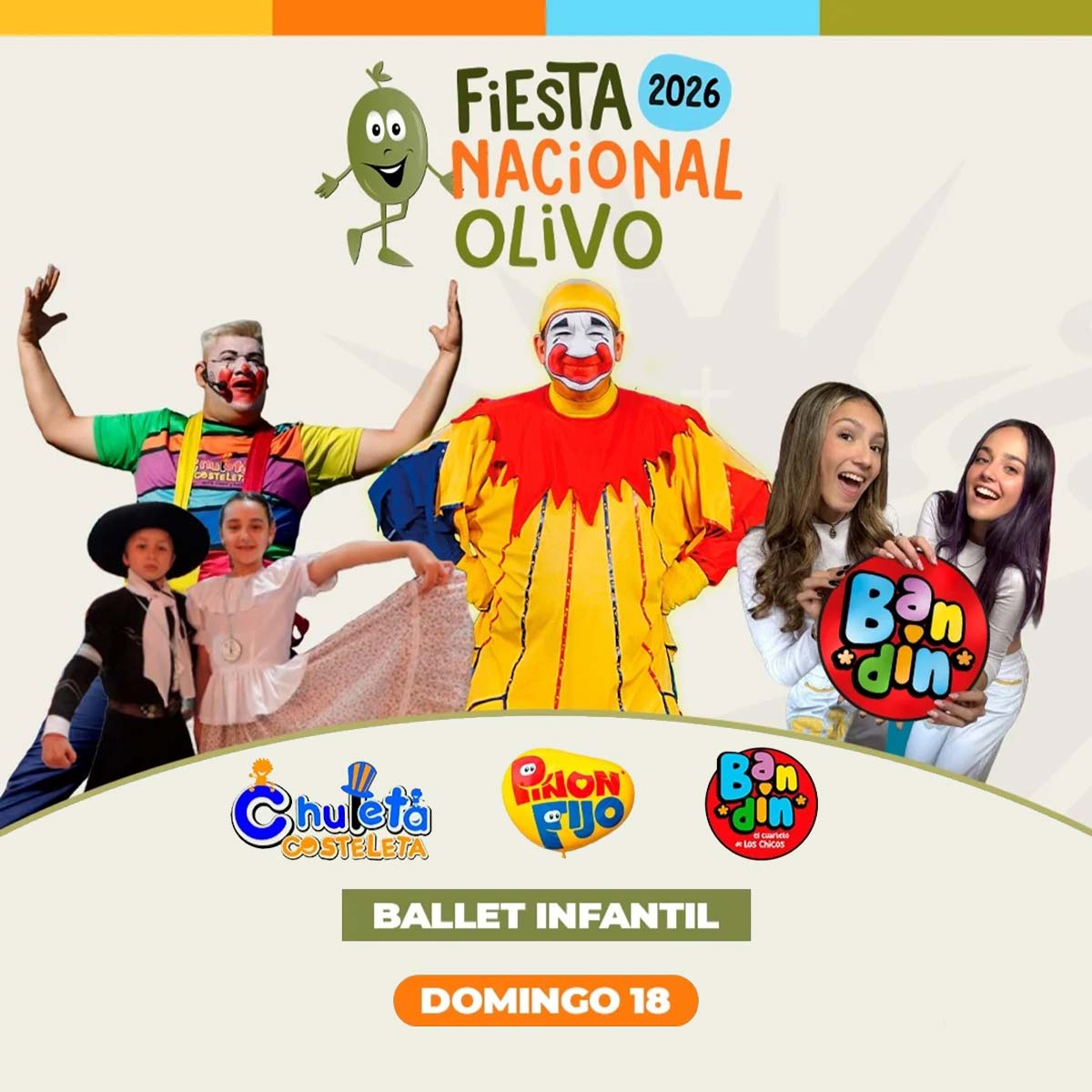 Grilla Artistas Fiesta Del Olivo de Cruz del Eje domingo 18 de enero de 2026