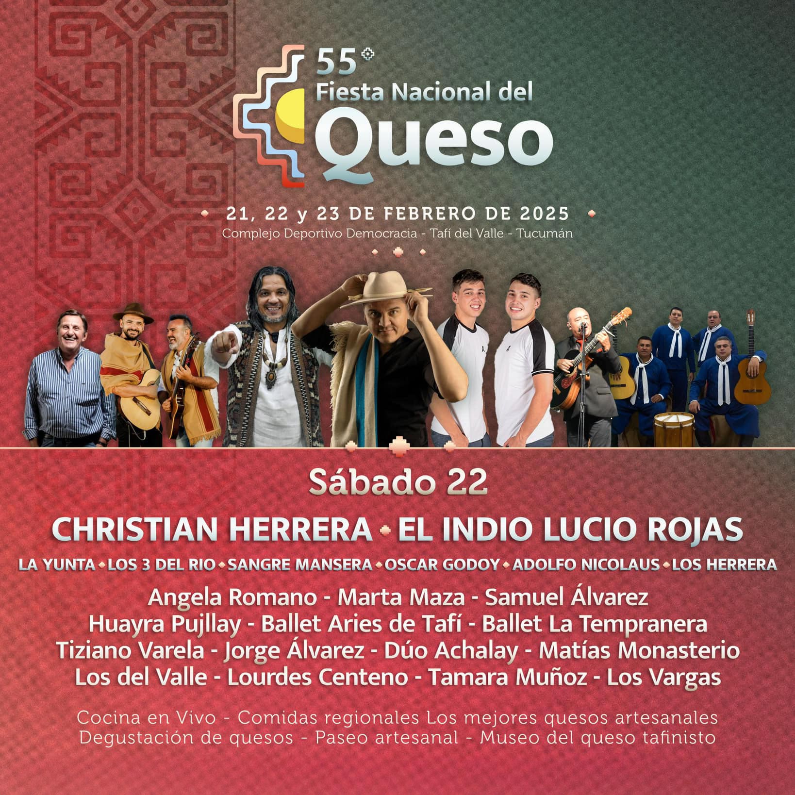 Grilla Artistas Festival Fiesta del Queso sábado 22 de febrero de 2025