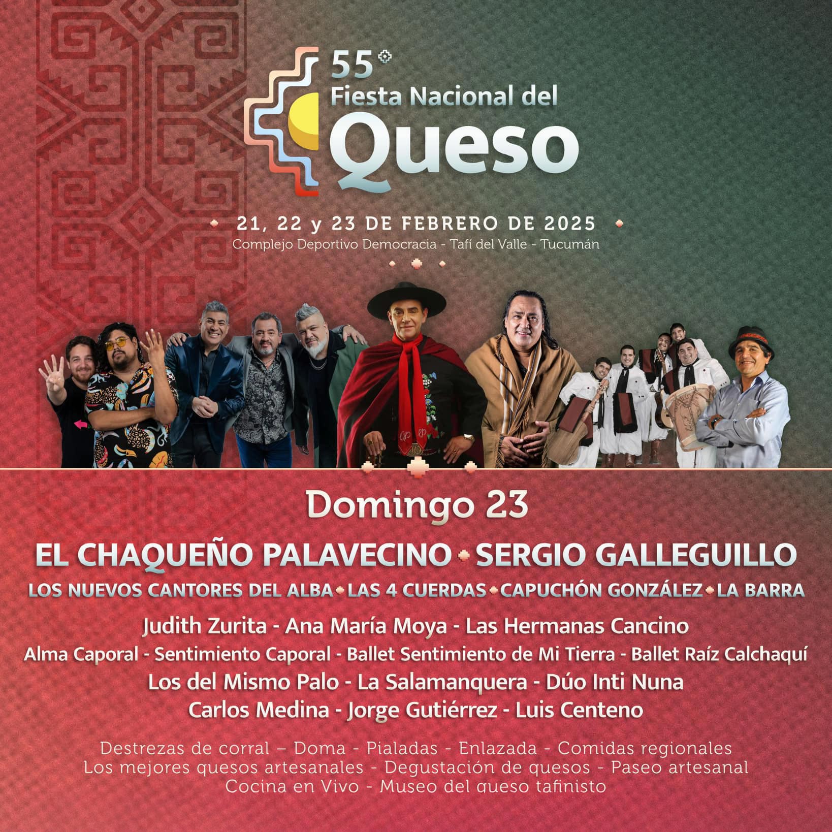 Grilla Artistas Festival Fiesta del Queso domingo 23 de febrero de 2025