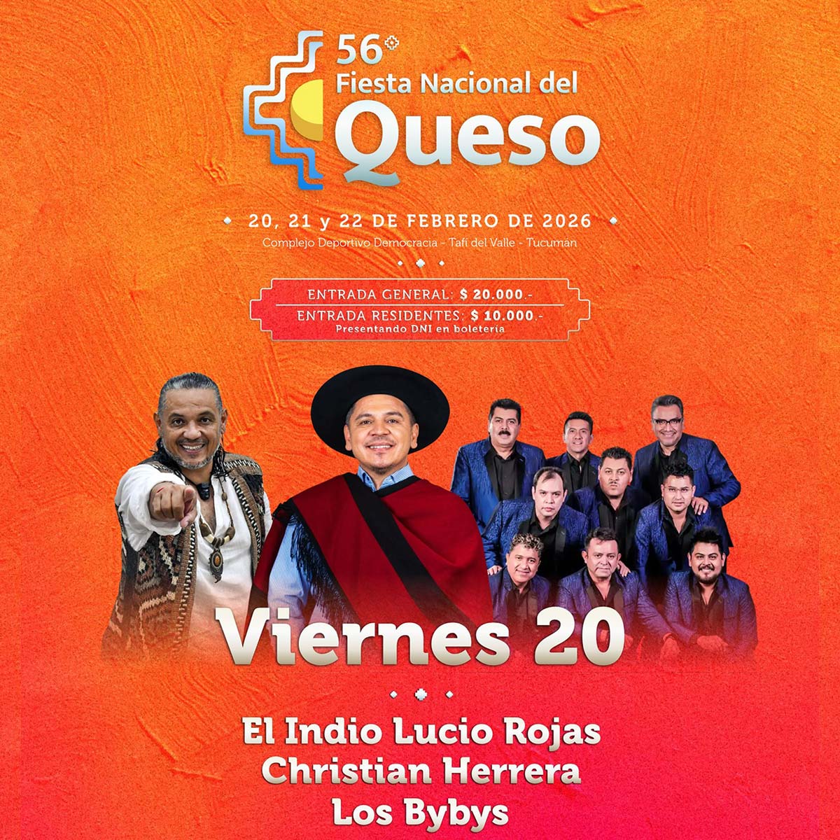 Grilla Artistas Fiesta Del Queso viernes 20 de febrero de 2026