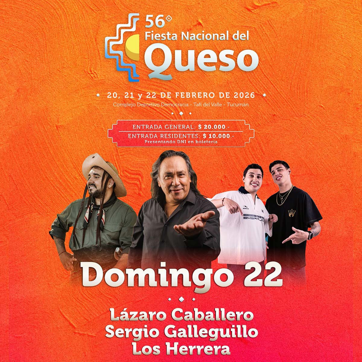 Grilla Artistas Fiesta Del Queso domingo 22 de febrero de 2026