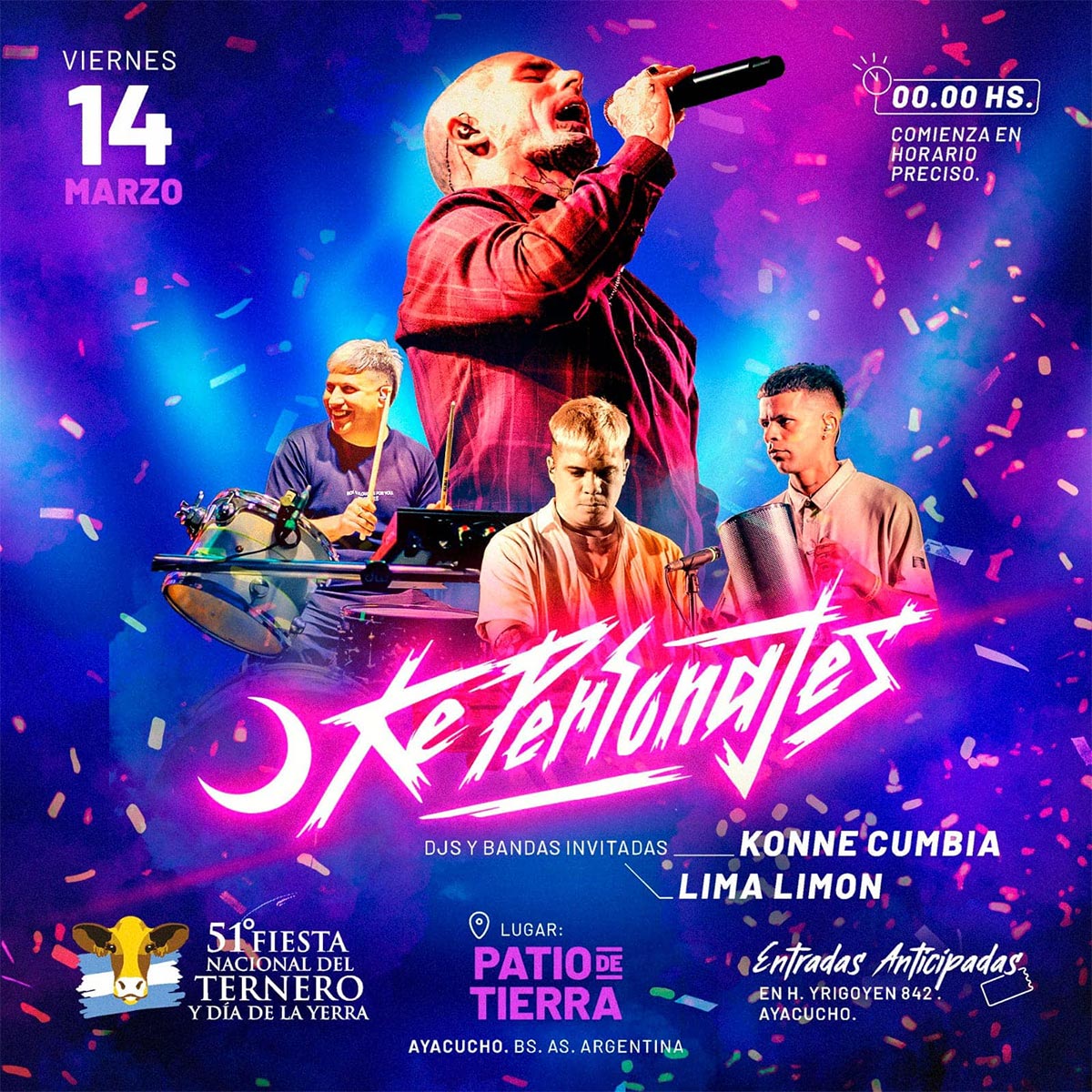 Grilla Artistas Fiesta del Ternero de Ayacucho viernes 14 de marzo de 2025