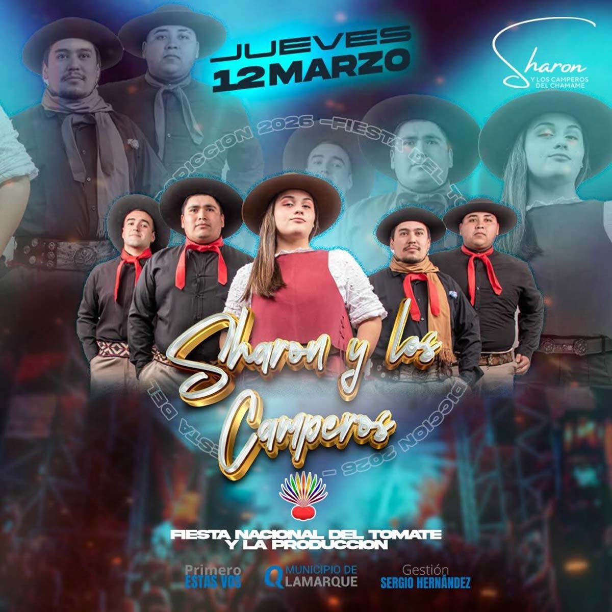 Grilla Artistas Fiesta del Tomate y la Producción de Lamarque jueves 12 de marzo de 2026