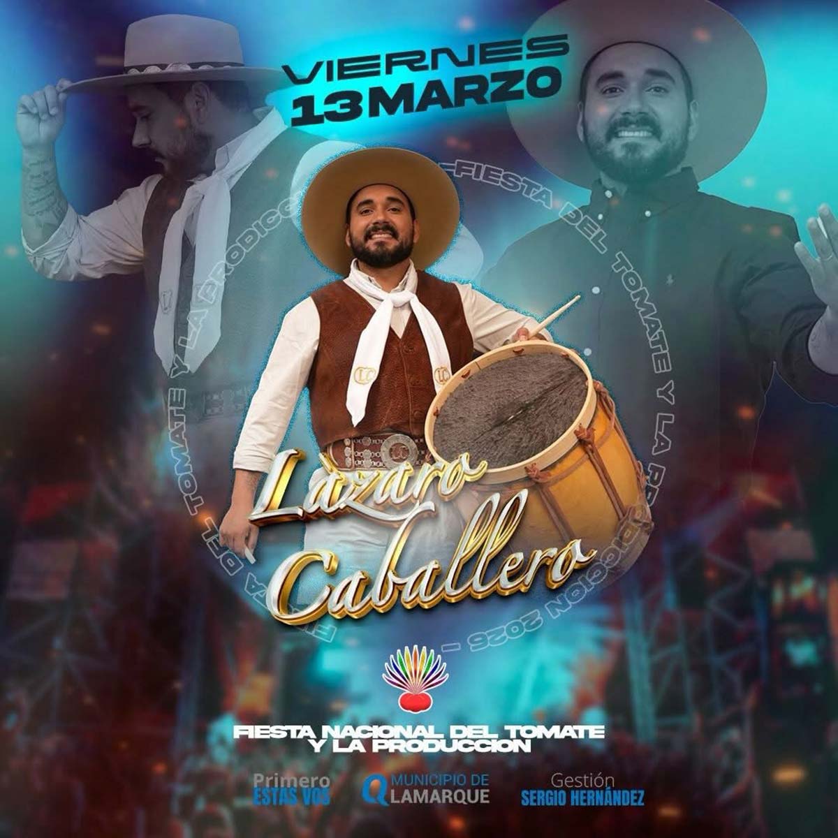 Grilla Artistas Fiesta del Tomate y la Producción de Lamarque viernes 13 de marzo de 2026