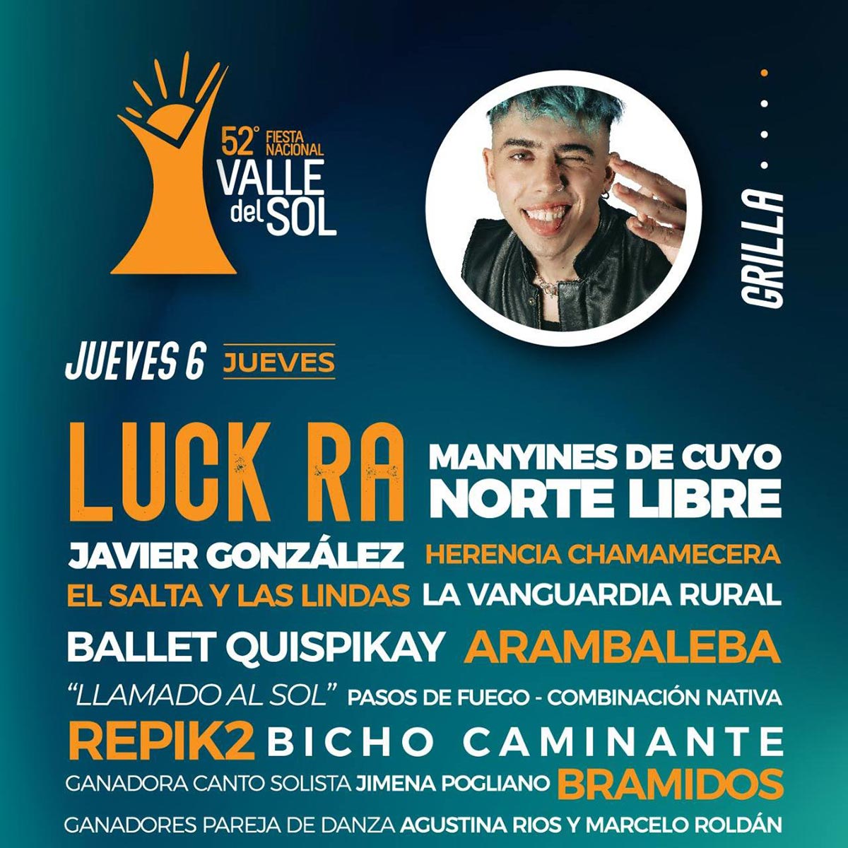 Grilla Artistas Fiesta Valle Del Sol de Villa de Merlo jueves 6 de febrero de 2025