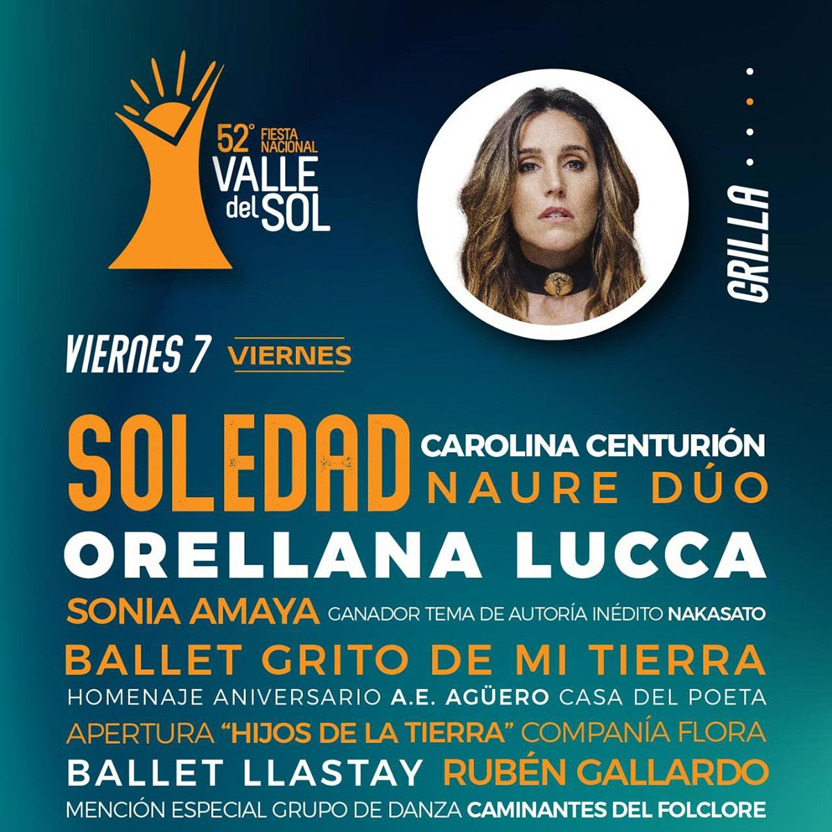 Grilla Artistas Fiesta Valle Del Sol de Villa de Merlo viernes 7 de febrero de 2025