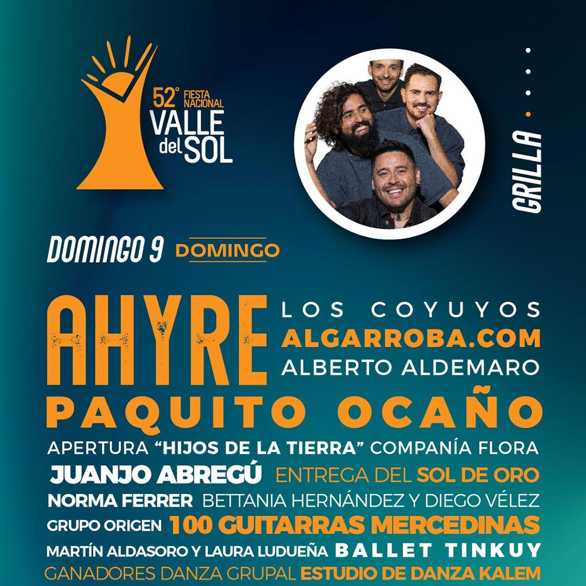 Grilla Artistas Fiesta Valle Del Sol de Villa de Merlo domingo 9 de febrero de 2025