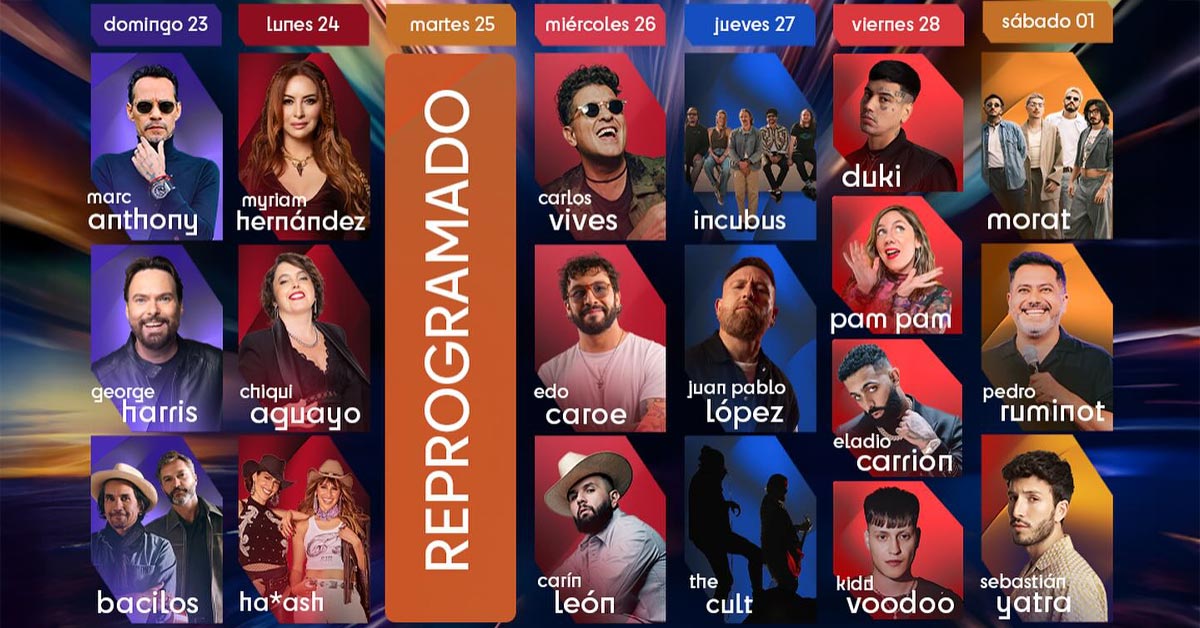 Grilla Artistas Festival Viña Del Mar 2025