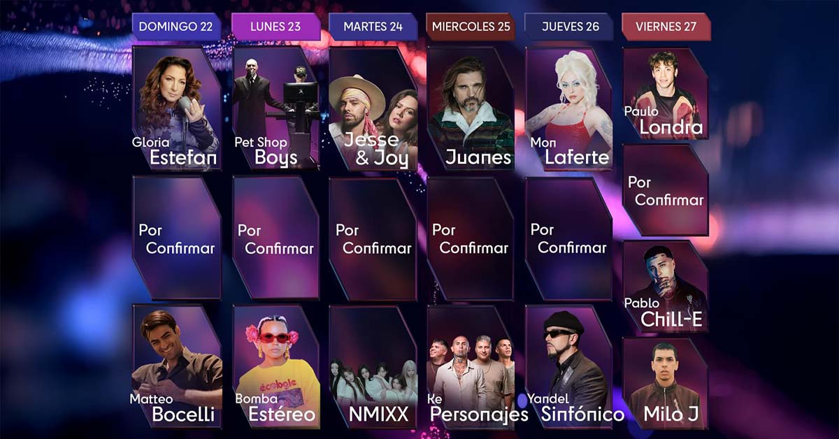 Parrilla Artistas Festival Viña Del Mar 2026