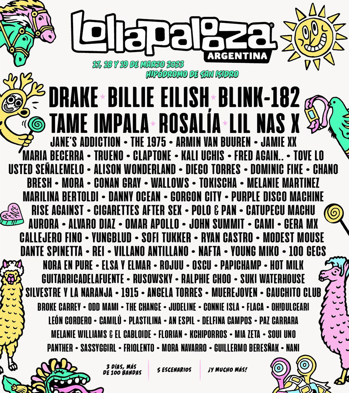 Grilla Completa Festival Lollapalooza Argentina 2023